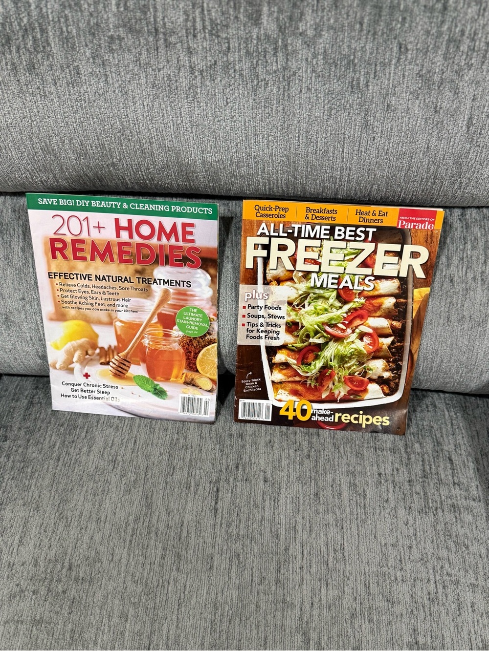 2 magazines: 201+ Home Remedies and All-Time Best Freezer Meals